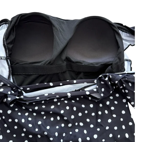 Eomenie Polka Dot Ruffle Sleeve One Piece Swimsuit Size S NWT - Picture 4 of 8